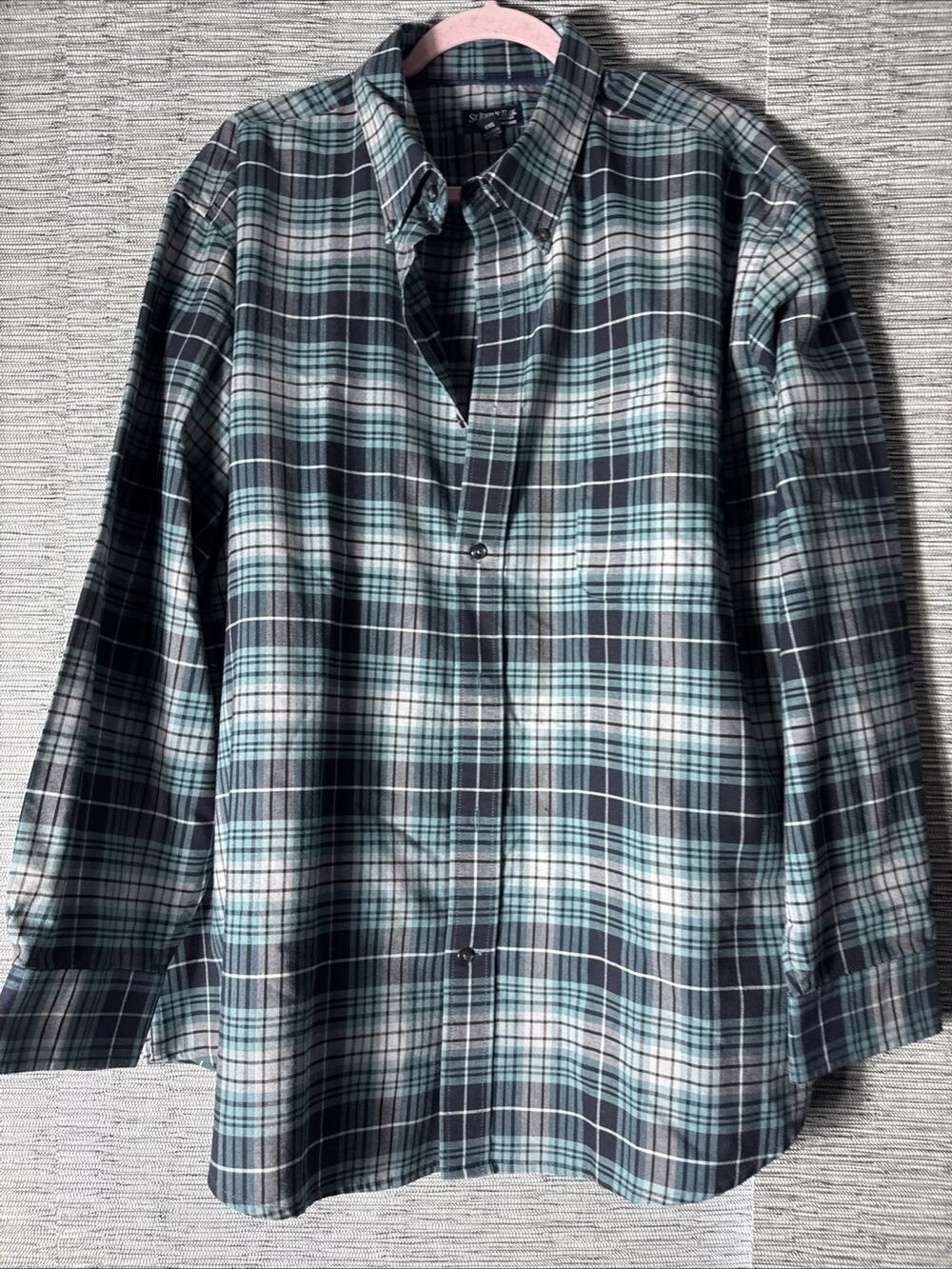 St. John’s Bay Plaid Button Down Shirt, Blue, XXL 2XL